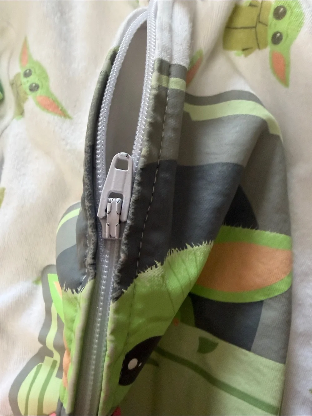 Star Wars Baby One-Piece Footie in White and Green with Grogu Graphic